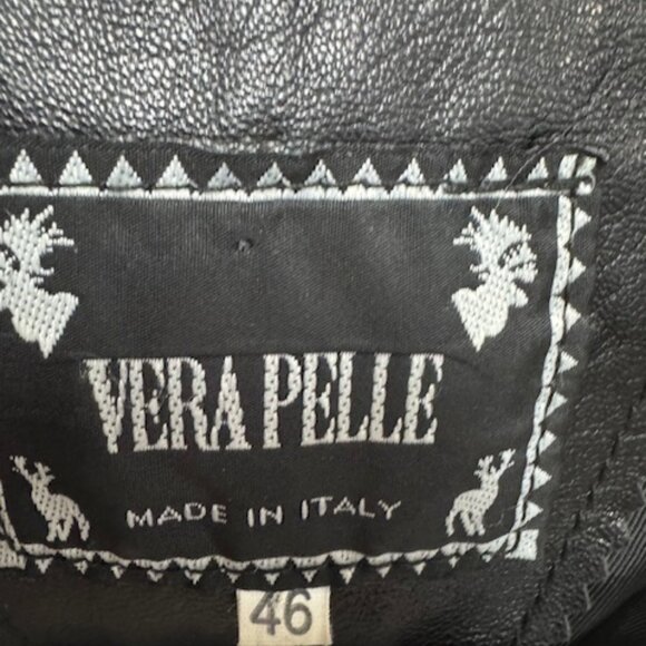 Vera Pelle Made in Italy Black Leather Women's Button Jacket - Size 46 EU - Picture 3 of 4